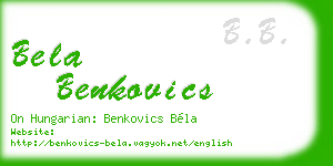 bela benkovics business card